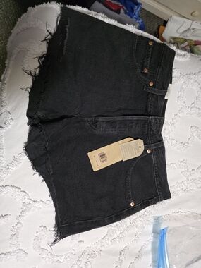 Levi's Black Denim Shorts Raw Hem